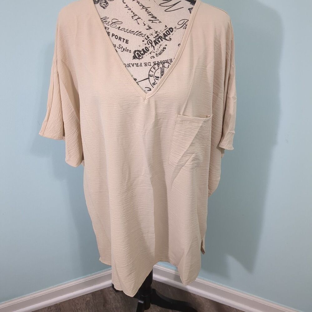 Bibi boxy pocket top taupe xl extra large new with tags